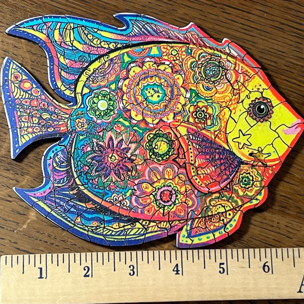 Vibrant Multicolor Fish Wooden Jigsaw Puzzle